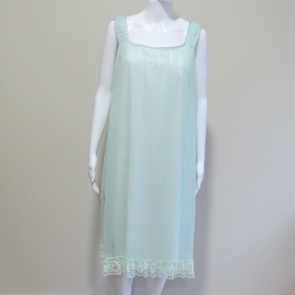 Vintage Aristocraft By Superior Night Gown Size Medium Sheer Overlay Mint Green